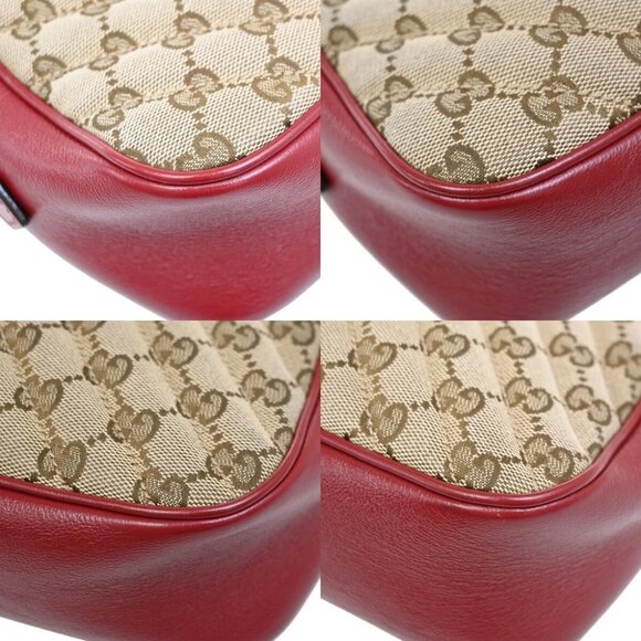 GUCCI Marmont GG Pattern Chain Shoulder Bag Canvas Leather Brown Red - Picture 7 of 14